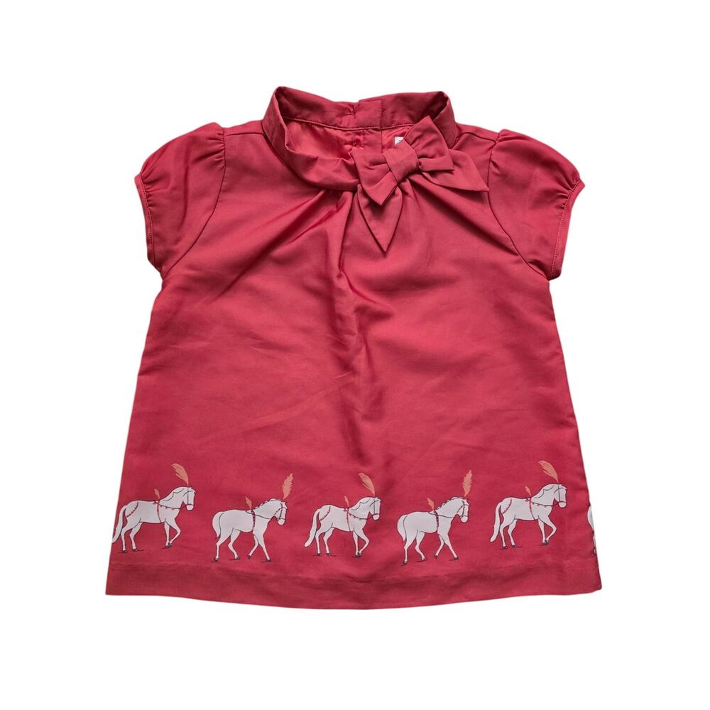 Janie and Jack Carousel Pony Bow Pink Top Size 4